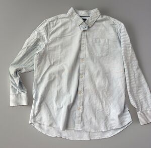 GAP Mens XXL Shirt Blue White Striped Oxford Button Down Long Sleeve Classic Fit